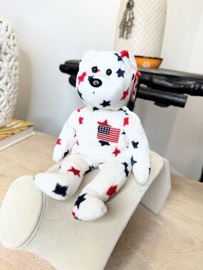 TY Beanie Baby Glory Bear 1997 USA Flag Patriotic MWMT July 4 Retired